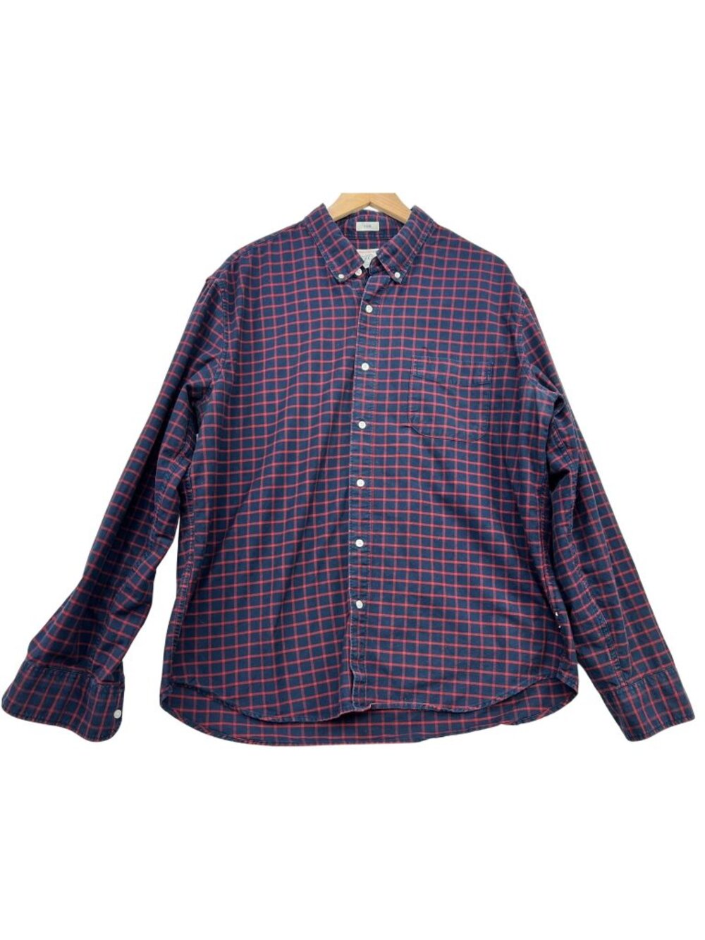 J.Crew Men's Slim Fit Button Down Shirt Long Sleeve Size XXL Blue Red Check